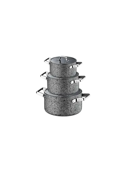 Brioni Stone-Age 3'lü Midi Tencere Seti (16-18-20 cm)