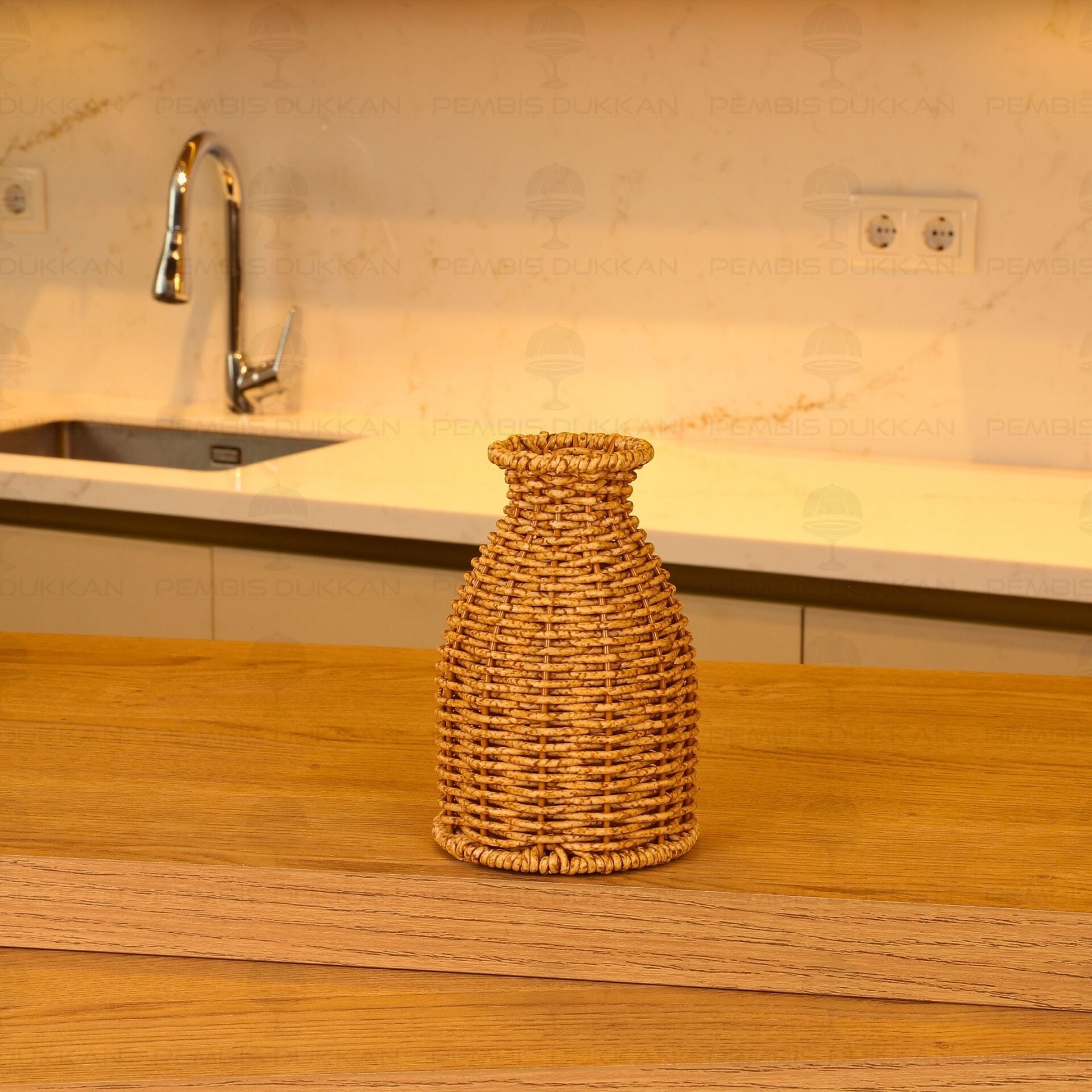 Dekoratif Rattan Örgü Mini Vazo (1730)