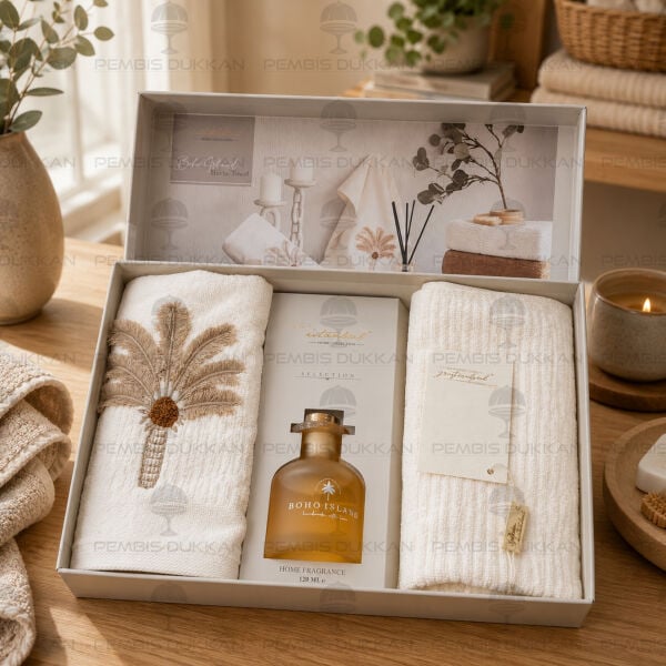 Boho Island Oda Kokulu 50x90cm 2'li Havlu Seti Krem