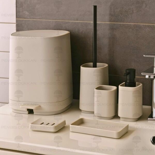 Krem Kare 6 Parça, Akrilik Banyo Set (9h27)
