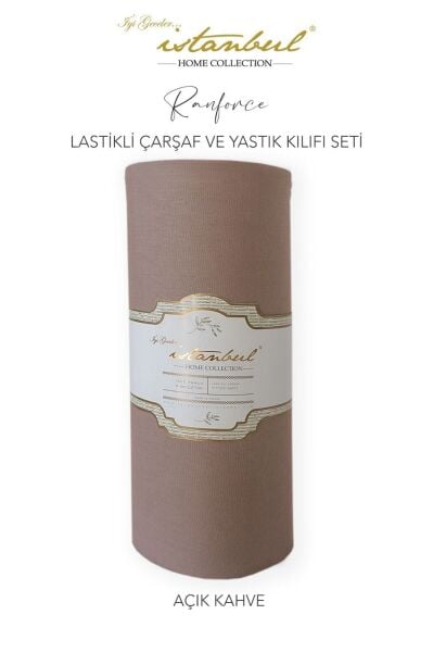 Ranforce Fitted Lastikli Çarşaf Set 200x200 Cm - Açık Kahve