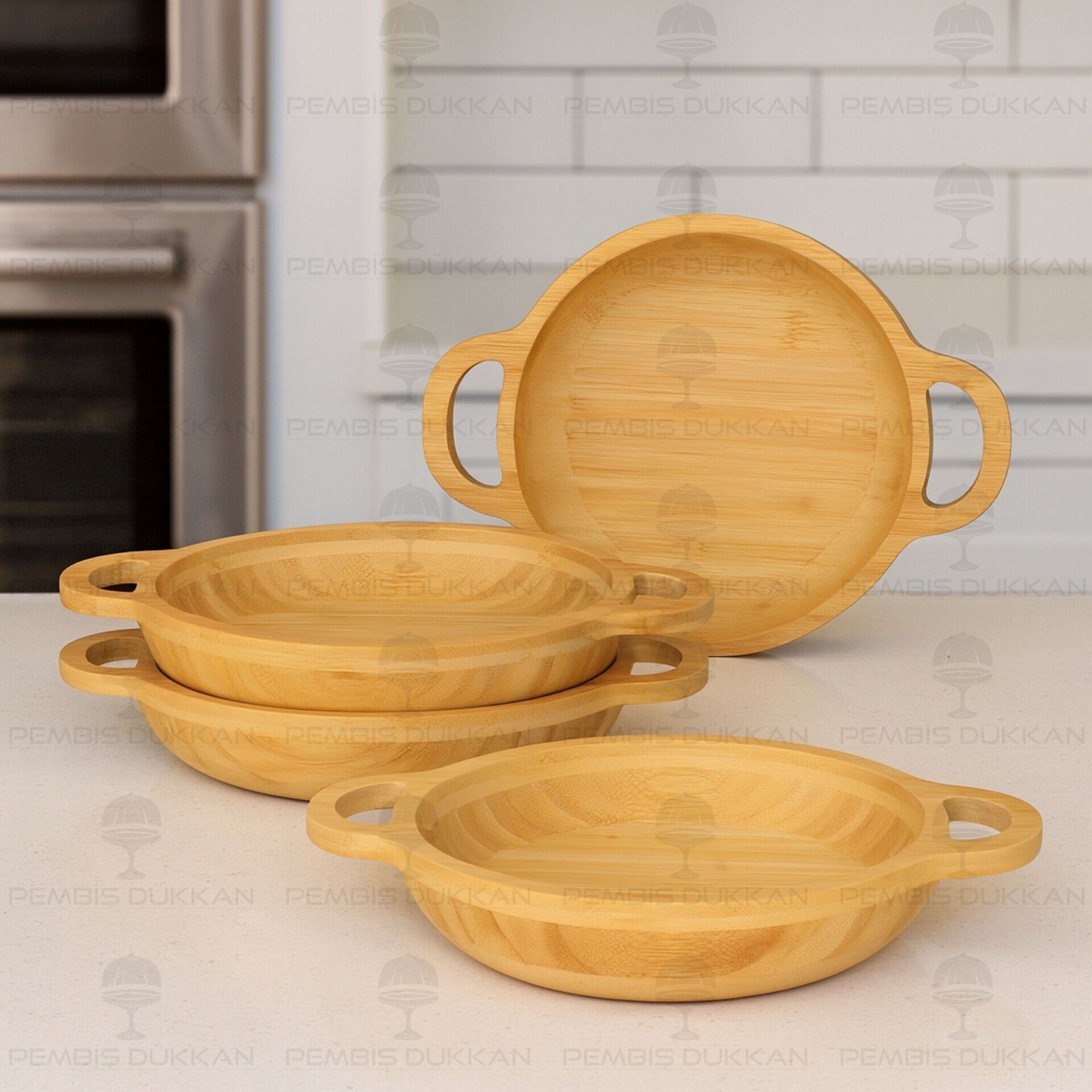 1 Adet Bambu Carmen Büyük Boy Kulplu Kase (7b198)