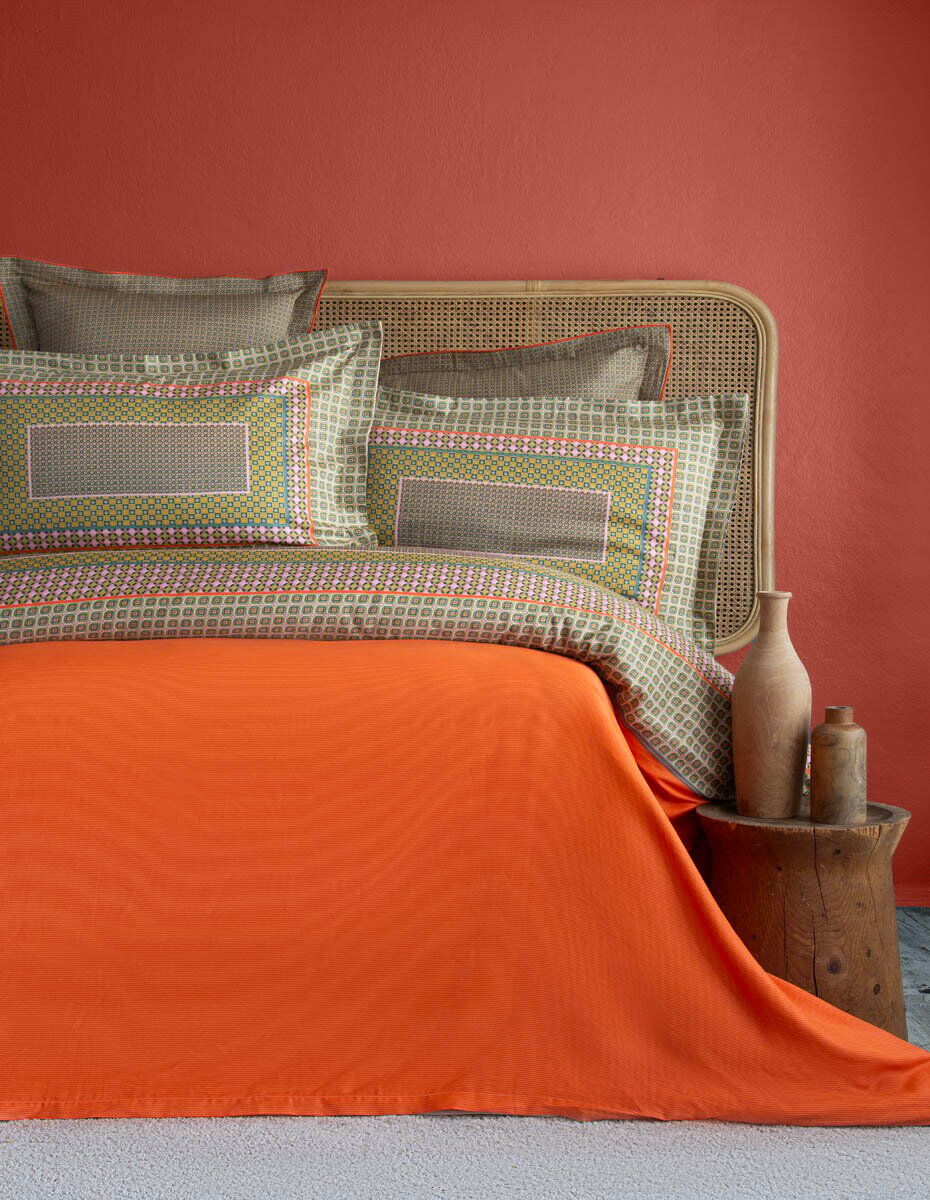 Elegance Saten Çift Kişilik Nevresim Takımı Regina Orange