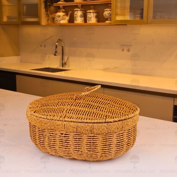 3lü Oval Kapaklı Rattan Sepet 209