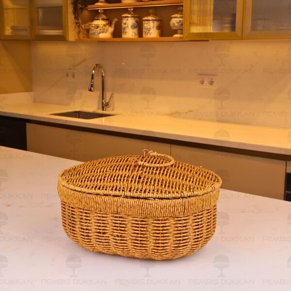 3lü Oval Kapaklı Rattan Sepet 209