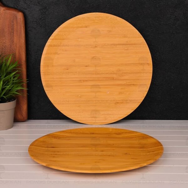 1 Adet Bambu Yuvarlak 30cm Yemek & 5 Çayı Servis (7b219)