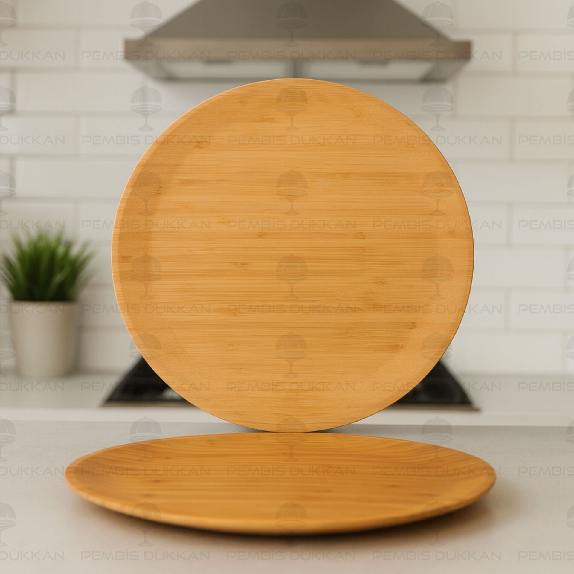 1 Adet Bambu Yuvarlak 30cm Yemek & 5 Çayı Servis (7b219)