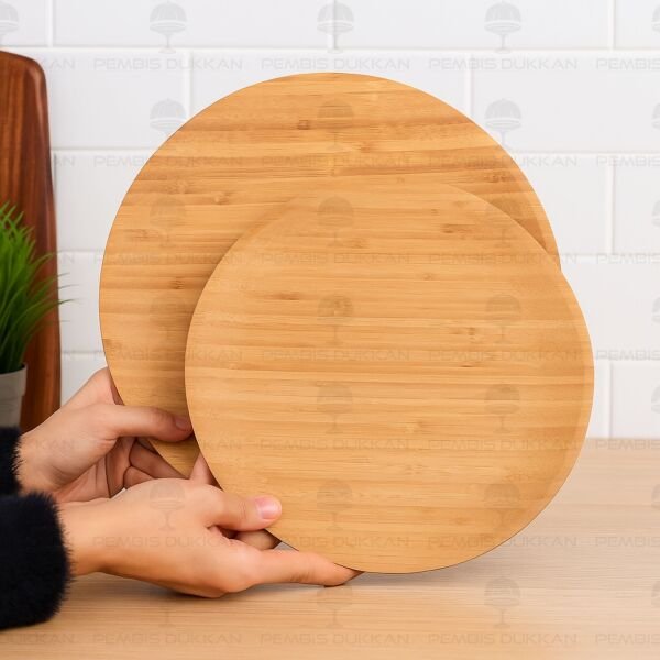 1 Adet Bambu Yuvarlak 30cm Yemek & 5 Çayı Servis (7b219)