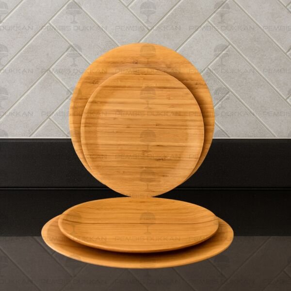 1 Adet Bambu Yuvarlak 25cm Kahvaltı & Yemek Servis (7b220)