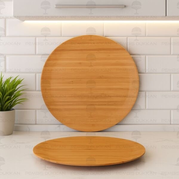 1 Adet Bambu Yuvarlak 25cm Kahvaltı & Yemek Servis (7b220)