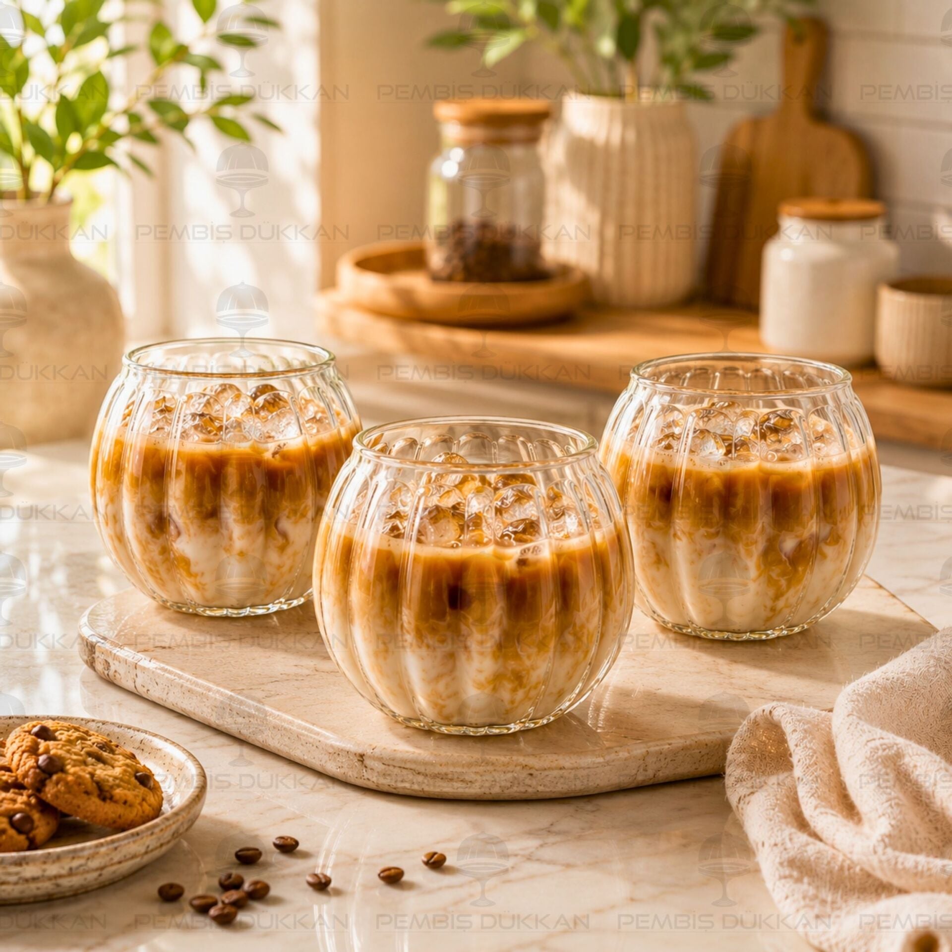 3'lü Bal Kabağı 420ml Cam Bardak