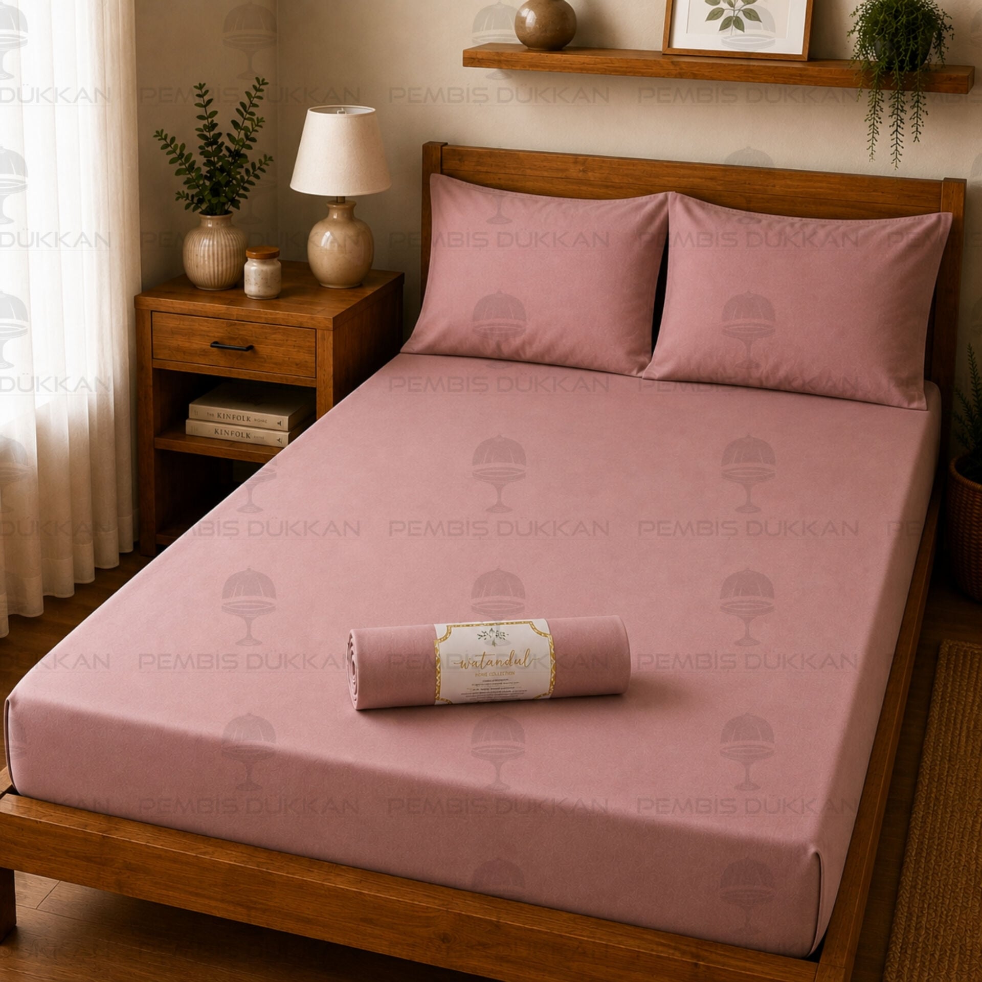 Ranforce Fitted Lastikli Çarşaf Set 160x200 Cm - Gül Kurusu