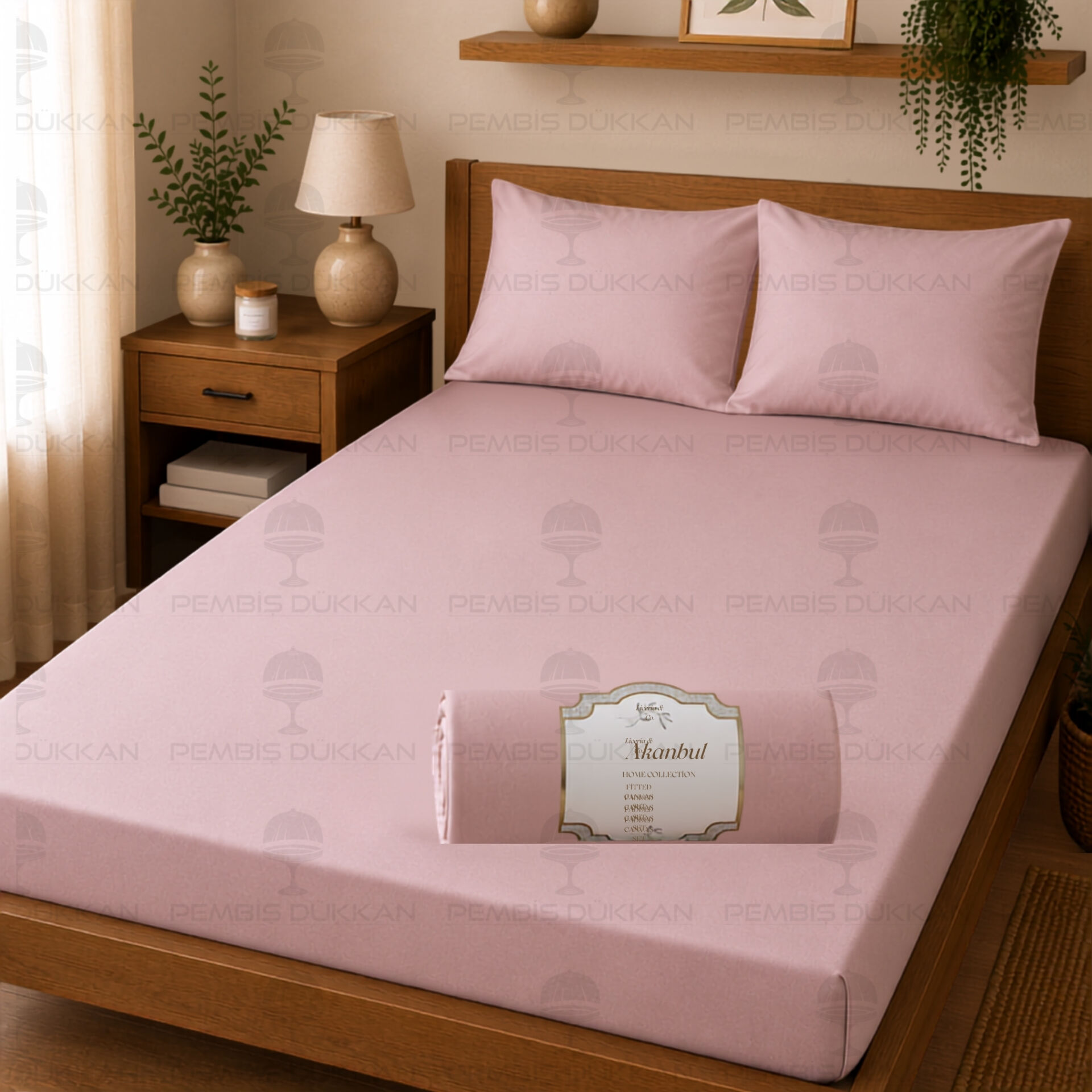 Ranforce Fitted Lastikli Çarşaf Set 160x200 Cm - Gül Kurusu