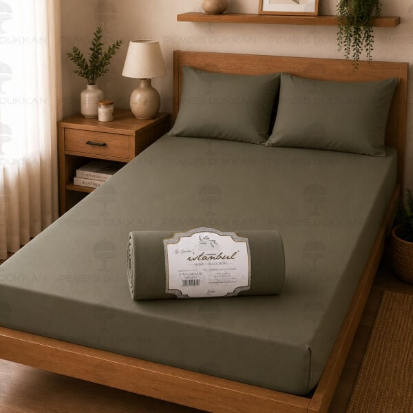 Ranforce Fitted Lastikli Çarşaf Set 160x200 Cm - Haki