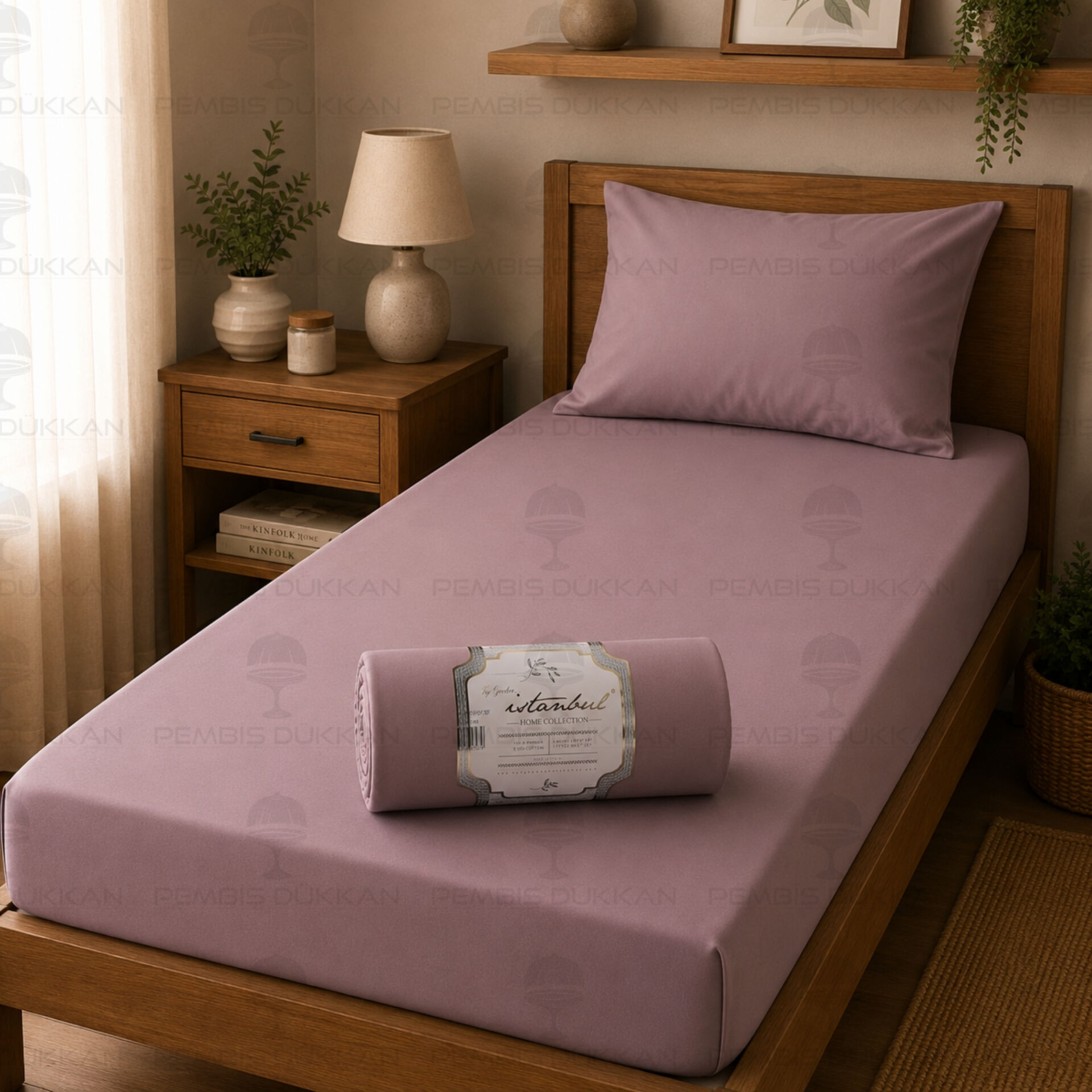 Ranforce Fitted Lastikli Çarşaf Set 100x200 Cm - Gül Kurusu