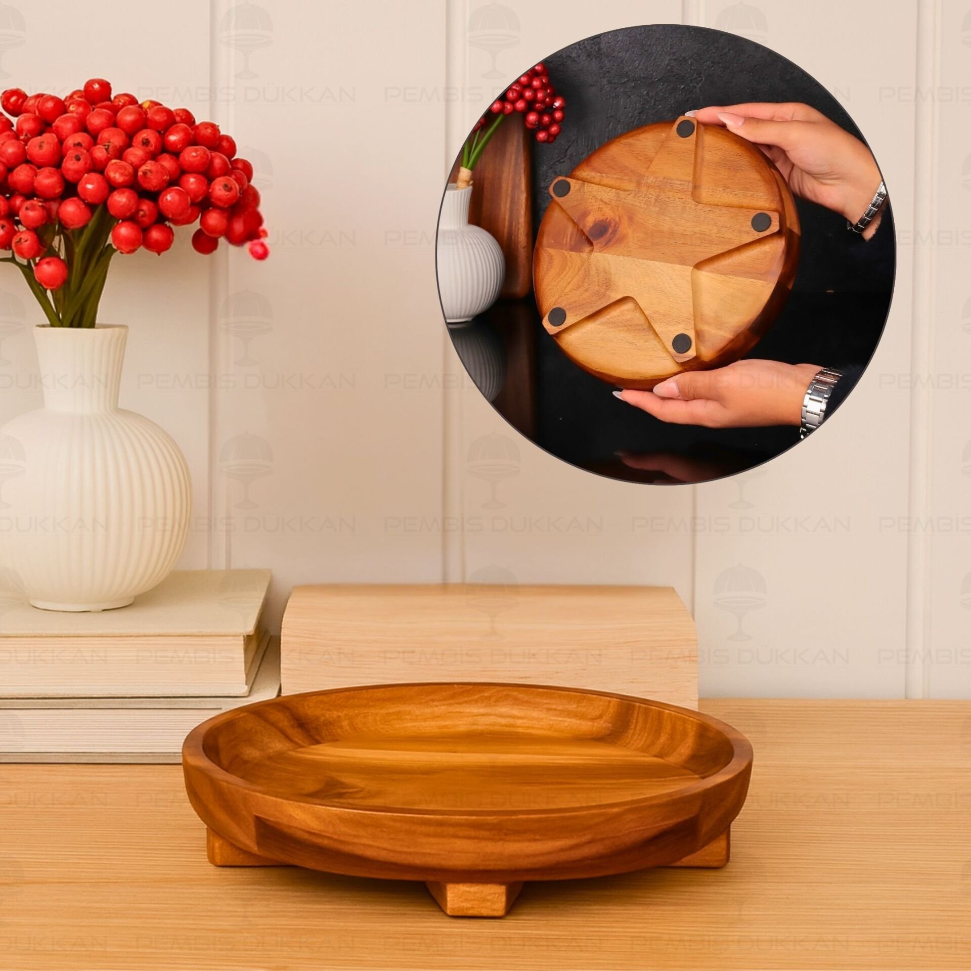 Akasya 23cm Ayaklı Yuvarlak Küçük Servis & Sunum Stand (7b202)