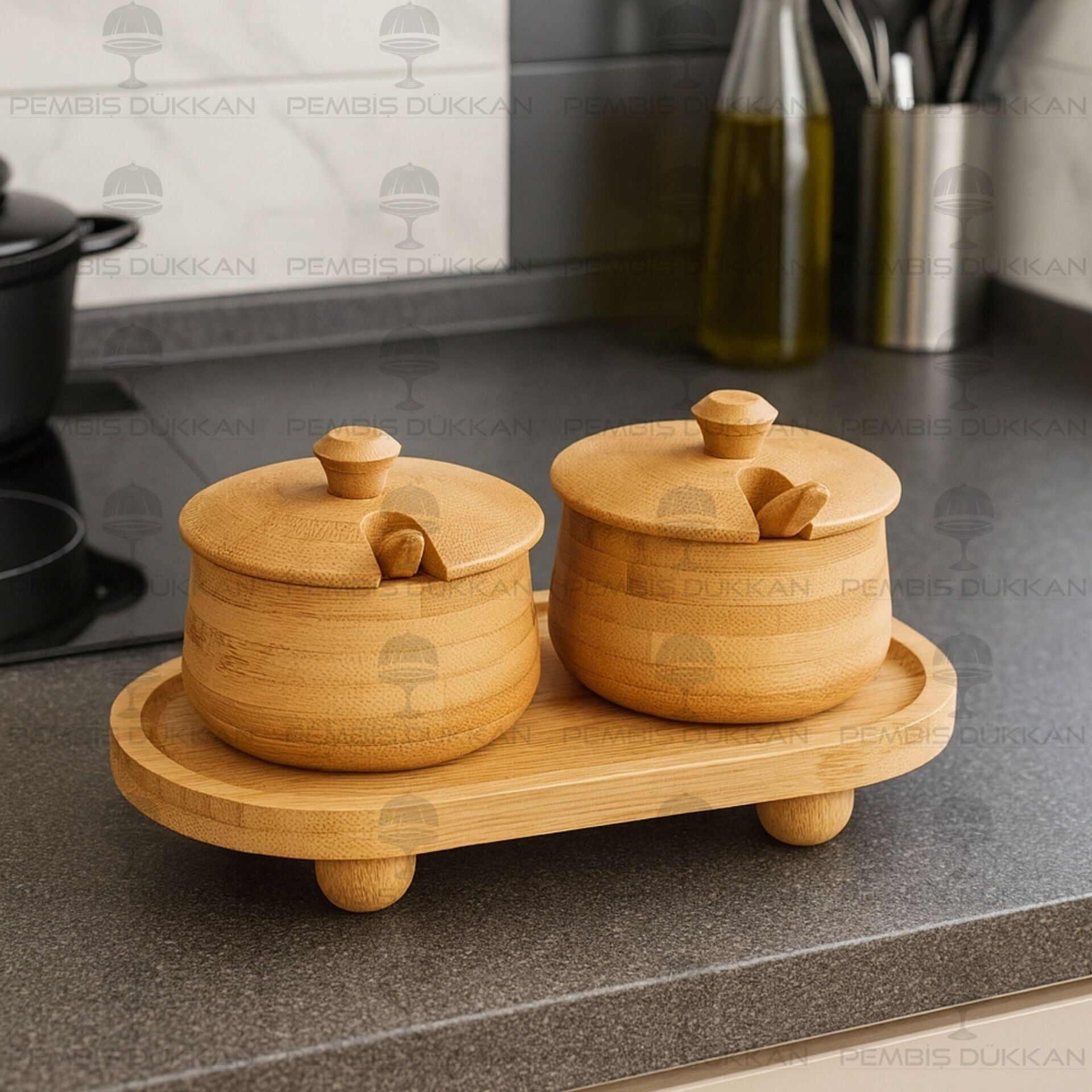 2li Bambu Melia Baharatlık & Reçellik Set (7b184-1094)