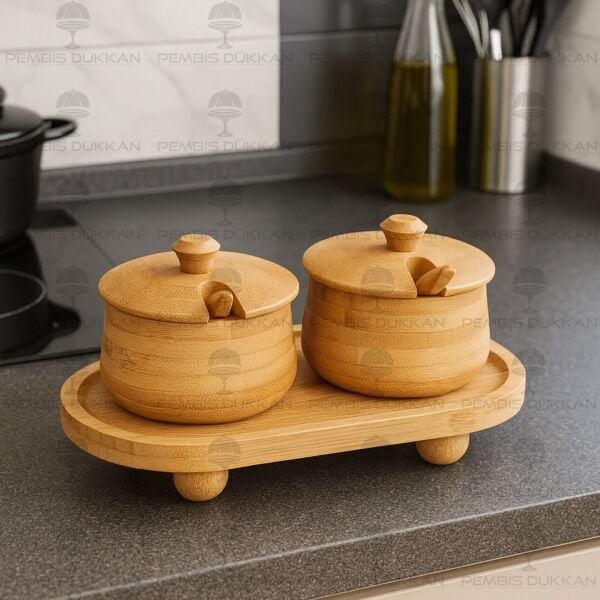 2li Bambu Melia Baharatlık & Reçellik Set (7b184-1094)
