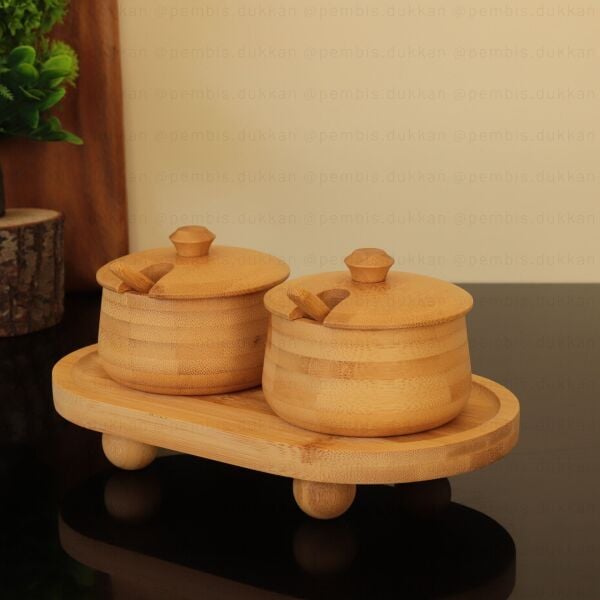 2li Bambu Melia Baharatlık & Reçellik Set (7b184-1094)