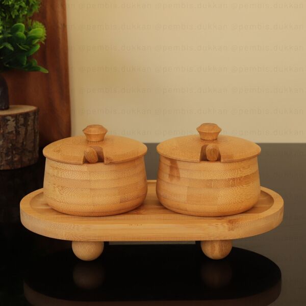 2li Bambu Melia Baharatlık & Reçellik Set (7b184-1094)