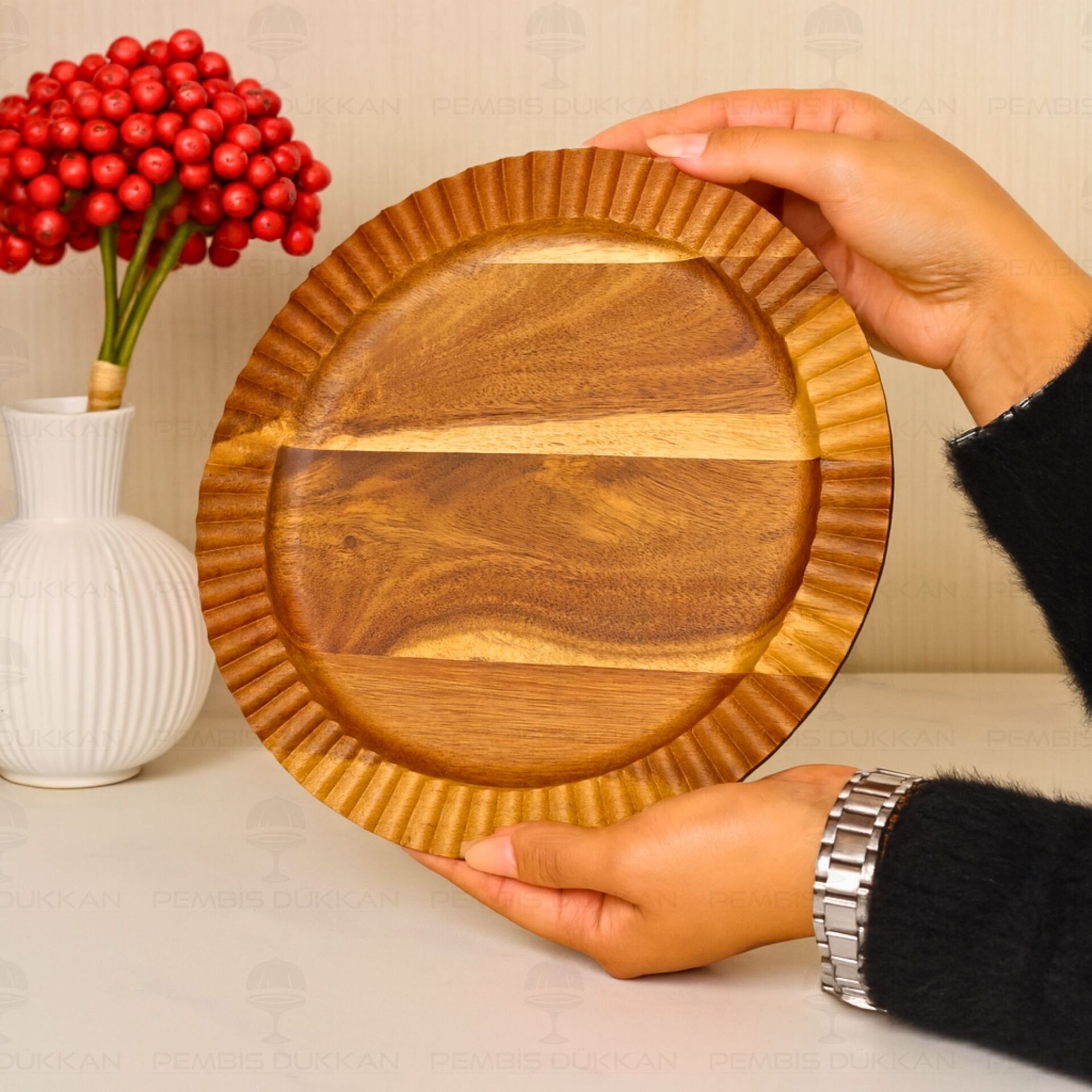 Akasya Tırtıklı Yuvarlak 24.5cm Kahvaltı Servis Tabak (7b207)