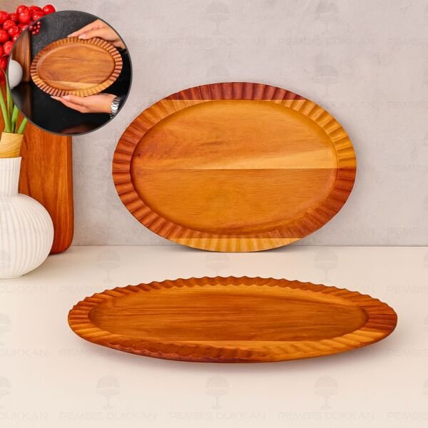 Akasya Oval Büyük 27cm Tırtıklı Kayık Kahvaltılık Servis (7b206)