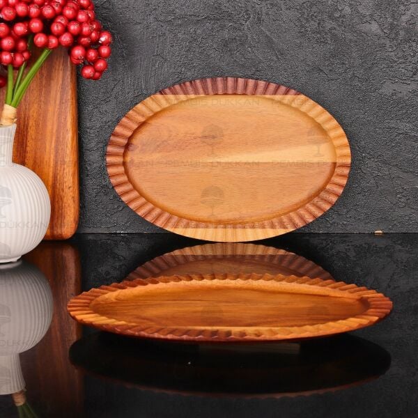 Akasya Oval Büyük 27cm Tırtıklı Kayık Kahvaltılık Servis (7b206)