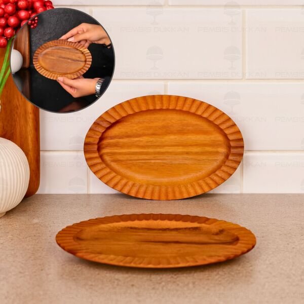 Akasya Oval Küçük 21cm Tırtıklı Kayık Kahvaltılık Servis (7b205)