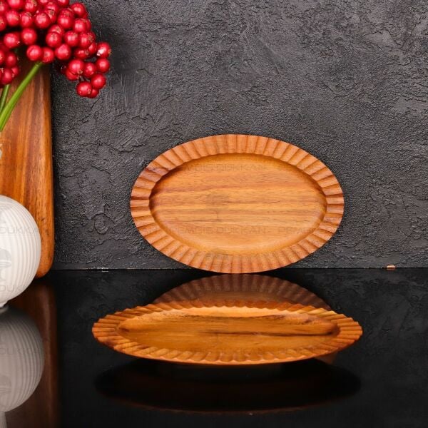 Akasya Oval Küçük 21cm Tırtıklı Kayık Kahvaltılık Servis (7b205)