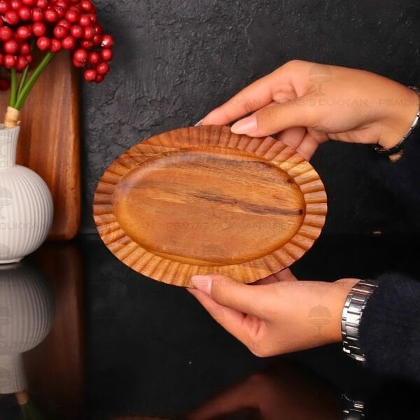 Akasya Oval Küçük 21cm Tırtıklı Kayık Kahvaltılık Servis (7b205)