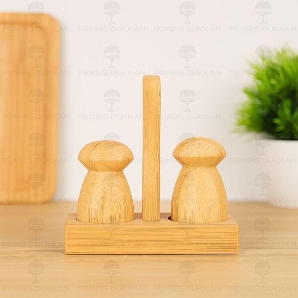 2li Bambu Standlı Mini Tuzluk & Biberlik (7b20)