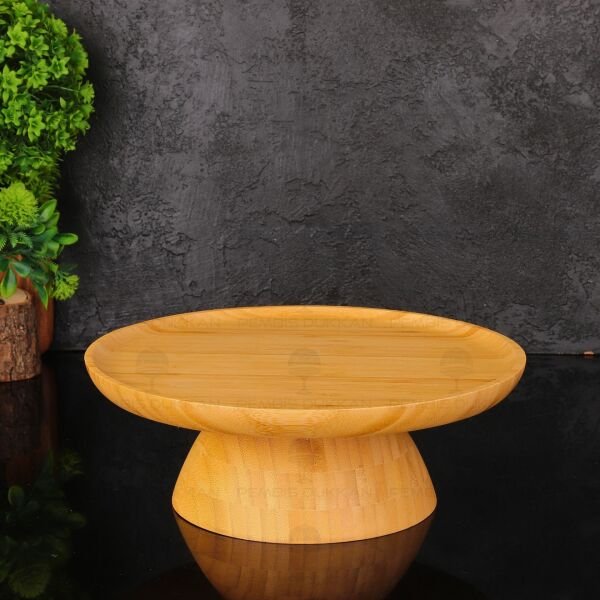 Bambu 28cm Çift Taraflı, Ayaklı Sunum & Kek, Pasta Standı (7b141)