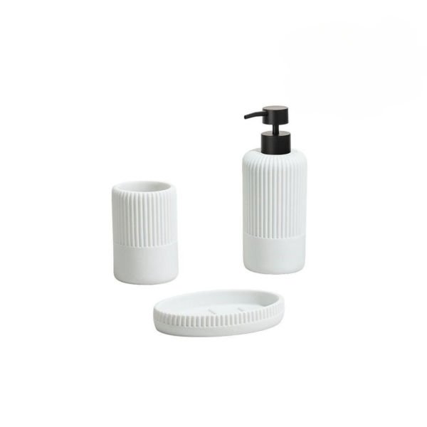 3lü Beyaz Polyresin, Banyo Sabunluk Set (56792)