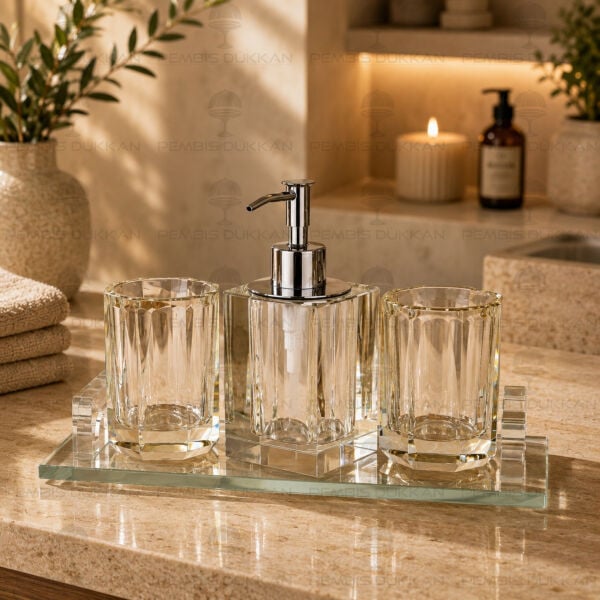 Kristal 4 Parça Banyo Seti White (YV-143)