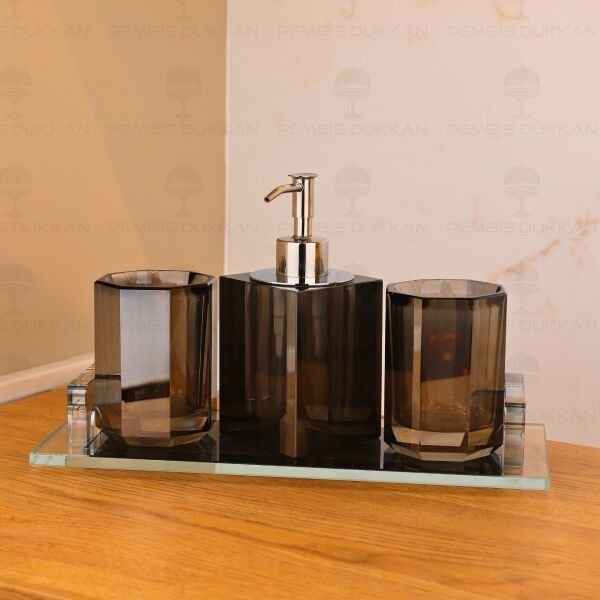 Kristal 4 Parça Banyo Seti Black (YV-144)