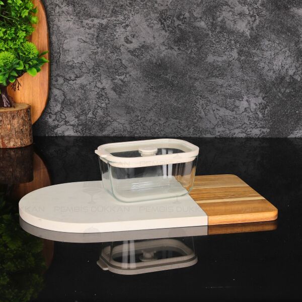 Krem 470ml Silikon Vakumlu Cam Saklama Kabı (3H01W)