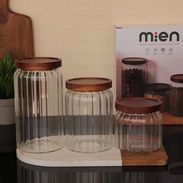 3lü Menny Tezgah Üstü Kavanoz Set (Bor-073)