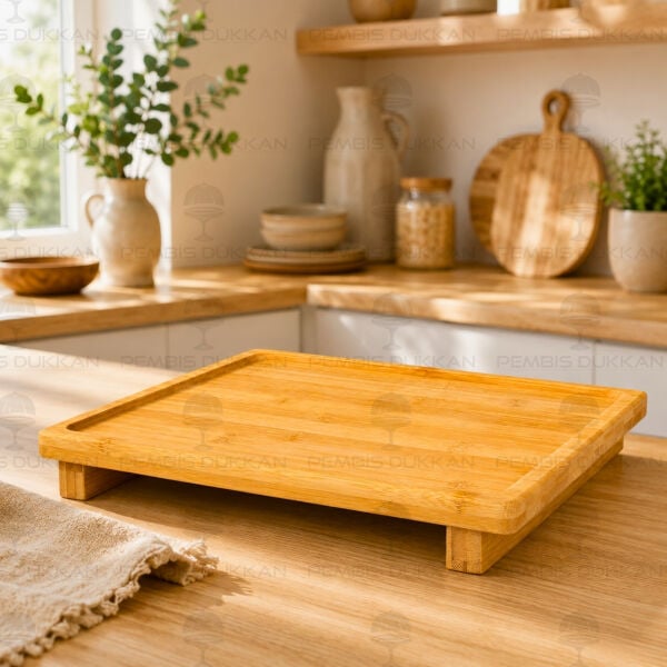Bambu 26cm Kare Peynir Tabağı & Sunum Stand (8b71)