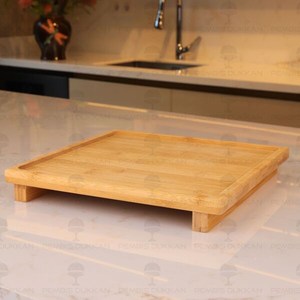 Bambu 26cm Kare Peynir Tabağı & Sunum Stand (8b71)