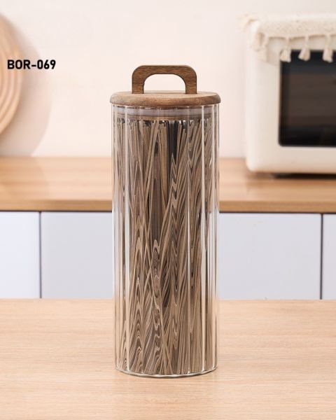 Nova 1550ml Akasya Kapaklı, Çizgili Kavanoz (Bor069)