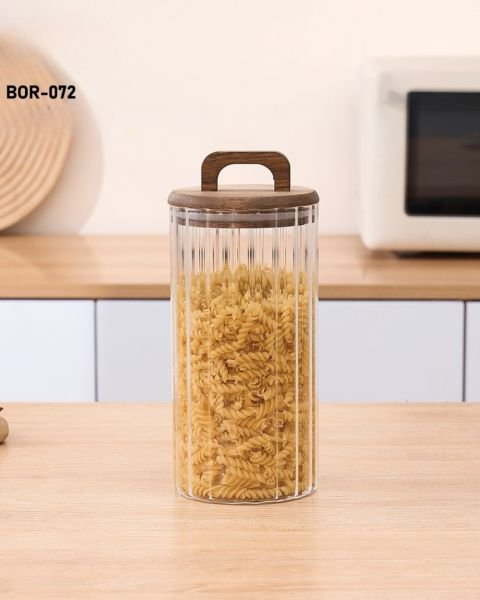 Nova 1250ml Akasya Kapaklı, Çizgili Kavanoz (Bor072)