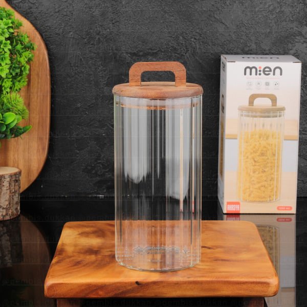 Nova 1250ml Akasya Kapaklı, Çizgili Kavanoz (Bor072)