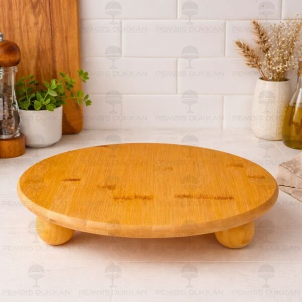Bambu 32cm Mina Büyük Top Ayaklı, Peynir Tabağı & Sunum Stand (1092)