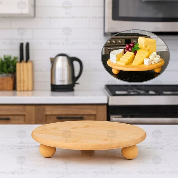 Bambu 27cm Mina Küçük Top Ayaklı, Peynir Tabağı & Sunum Stand (1090)