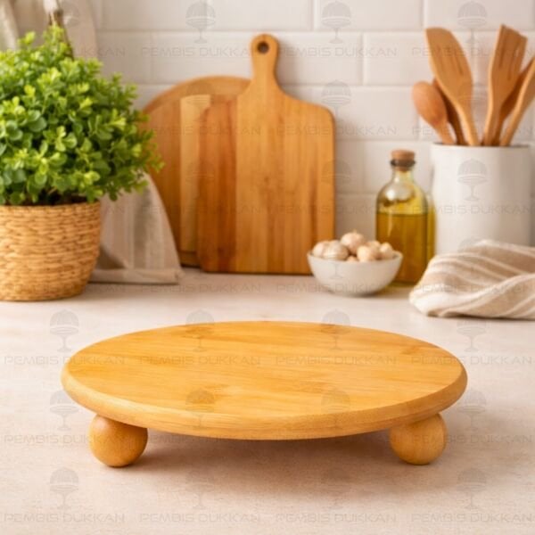 Bambu 27cm Mina Küçük Top Ayaklı, Peynir Tabağı & Sunum Stand (1090)
