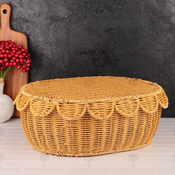 3lü Oval Kapaklı Rattan Sepet (1684)