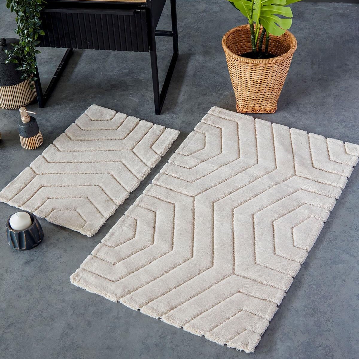 HCW Plaid Paspas Seti Bej 40x60-60x100 cm