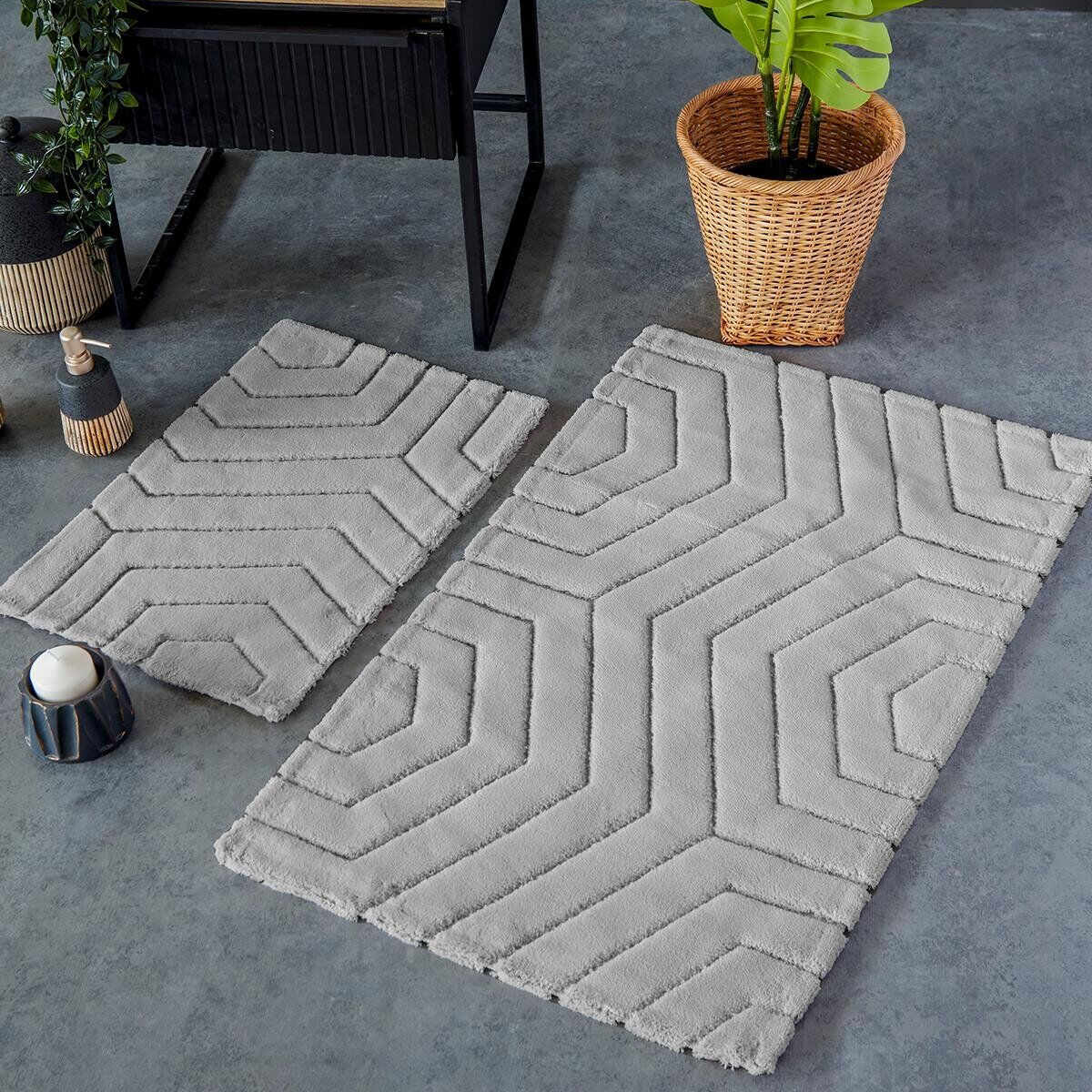 HCW Plaid Paspas Seti Gri 40x60-60x100 cm