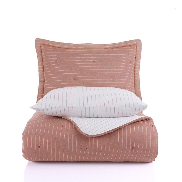 Soft Dreams Çift Kişilik Natural Yatak Örtü Seti Kiremit