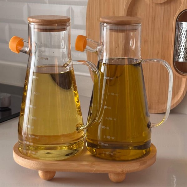 Bambu Altlıklı, 2li Serenit Bambu Yağdanlık Set (1113 + 1094)